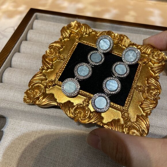 Vintage Ins Natural Blue Shell Jewelry Set | Iridescent Sea Shell Necklace & Ear - Picture 4 of 4